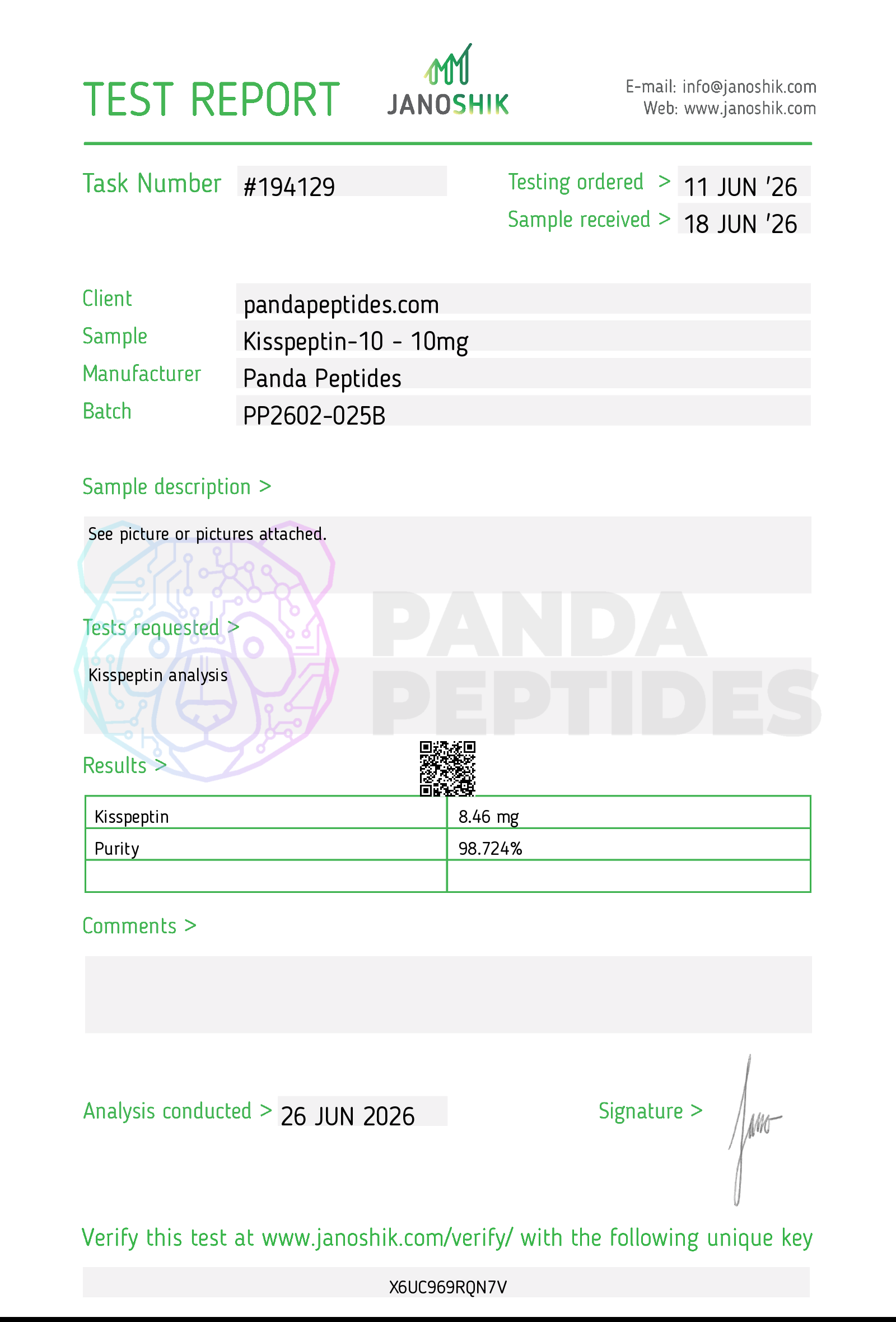 Kisspeptin-10 COA
