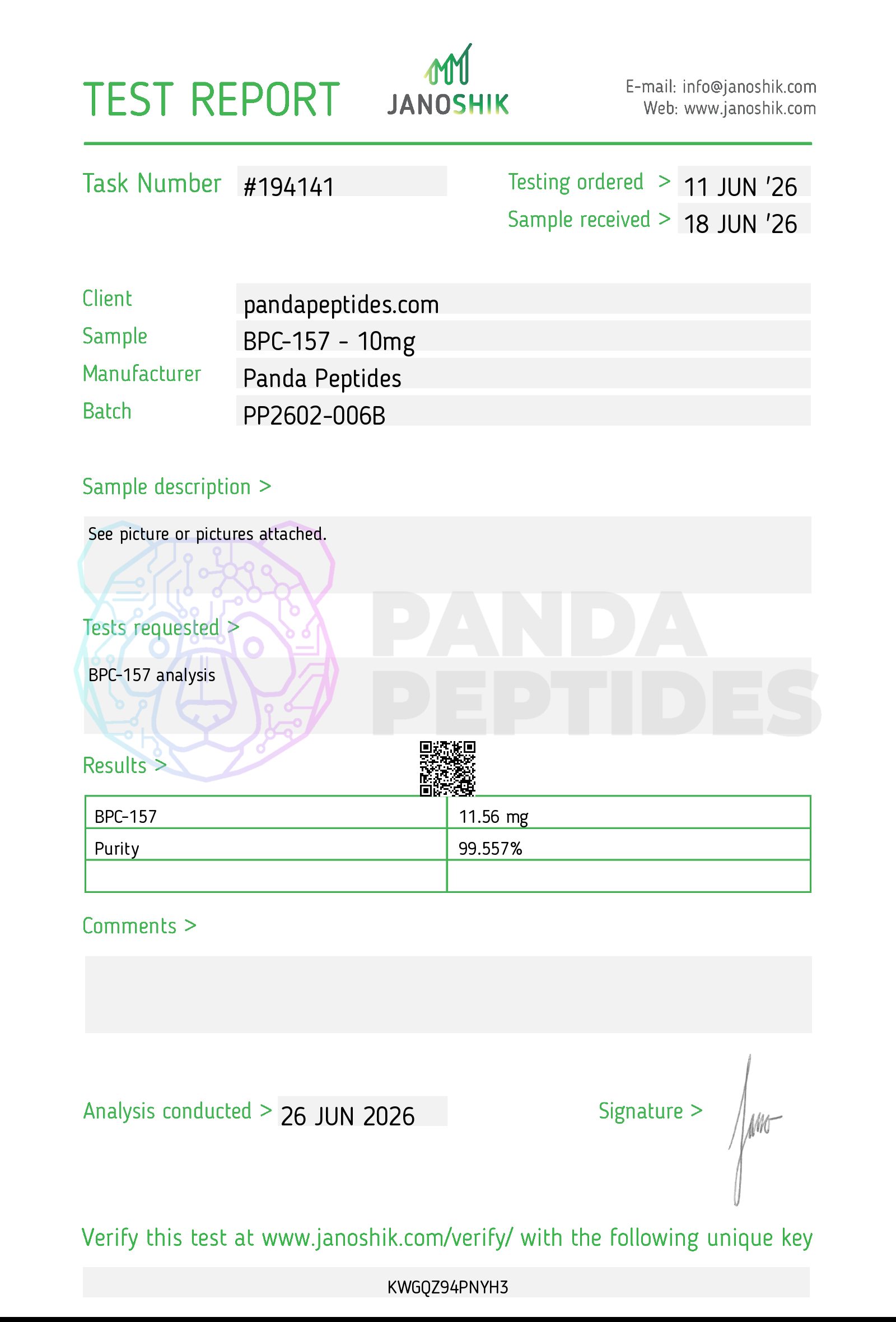 BPC-157 COA