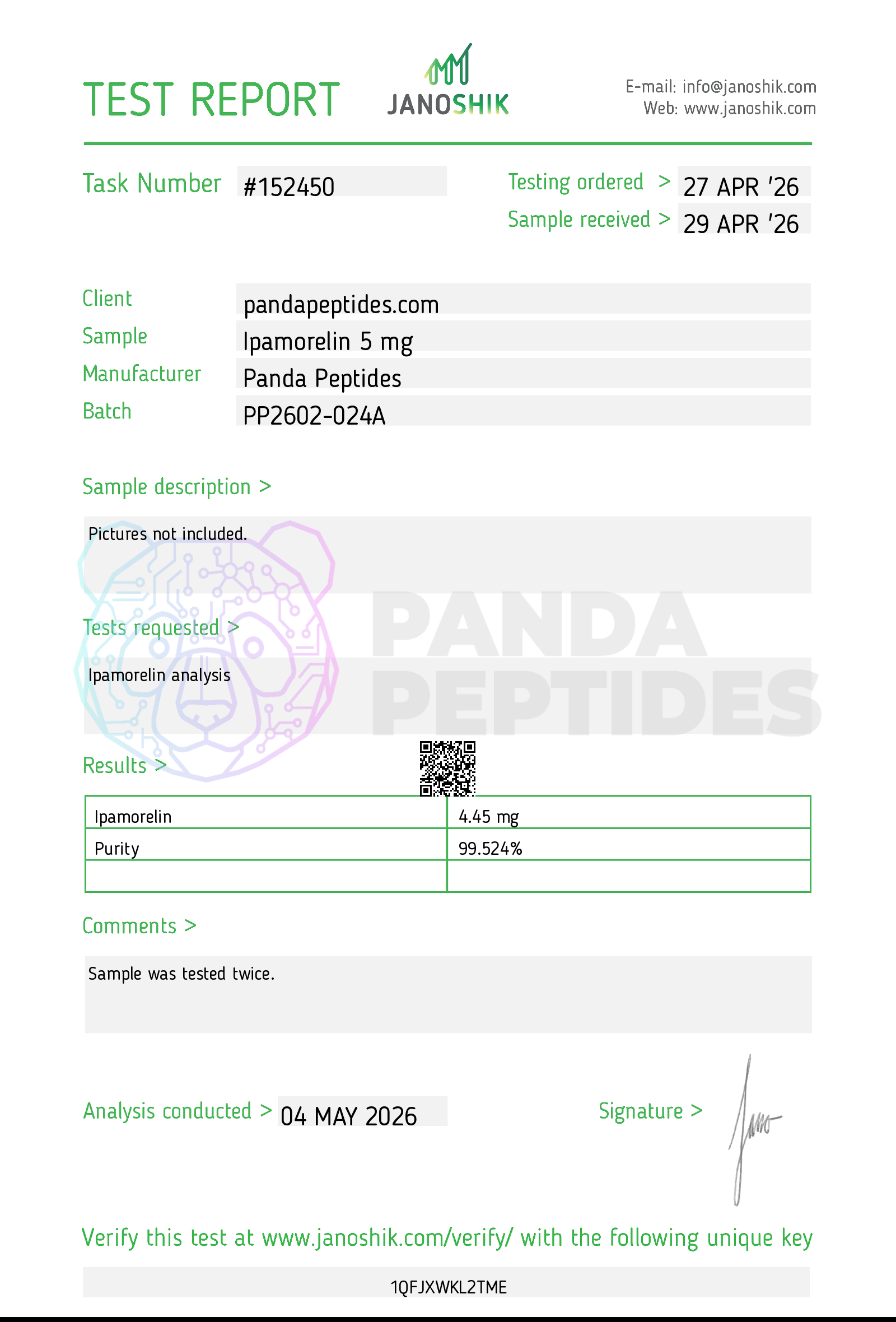 Ipamorelin COA