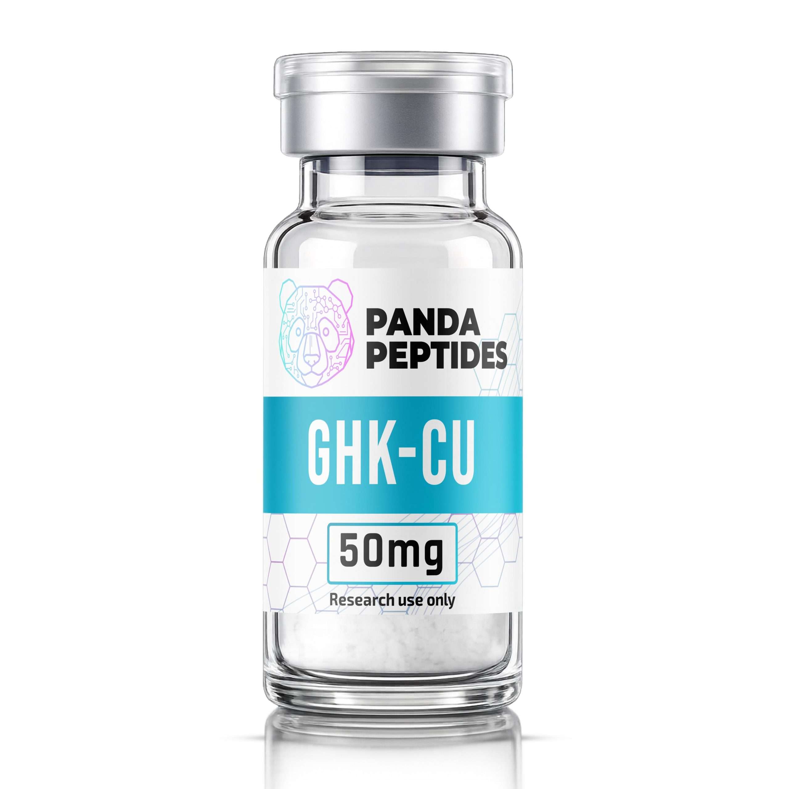 GHK-Cu - lyophilized powder research peptide vial by Panda Peptides