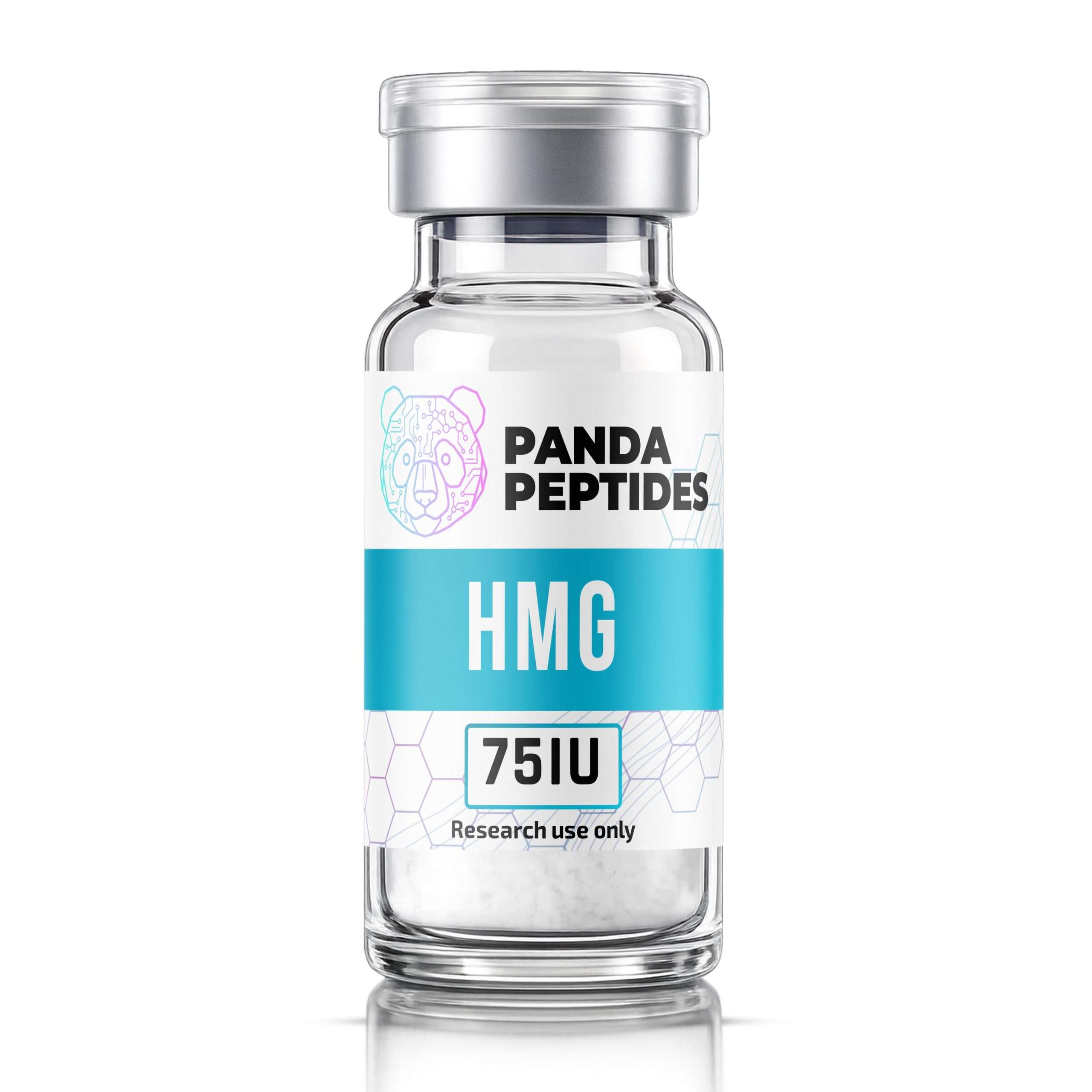 HMG 75IU - lyophilized powder research compound vial by Panda Peptides