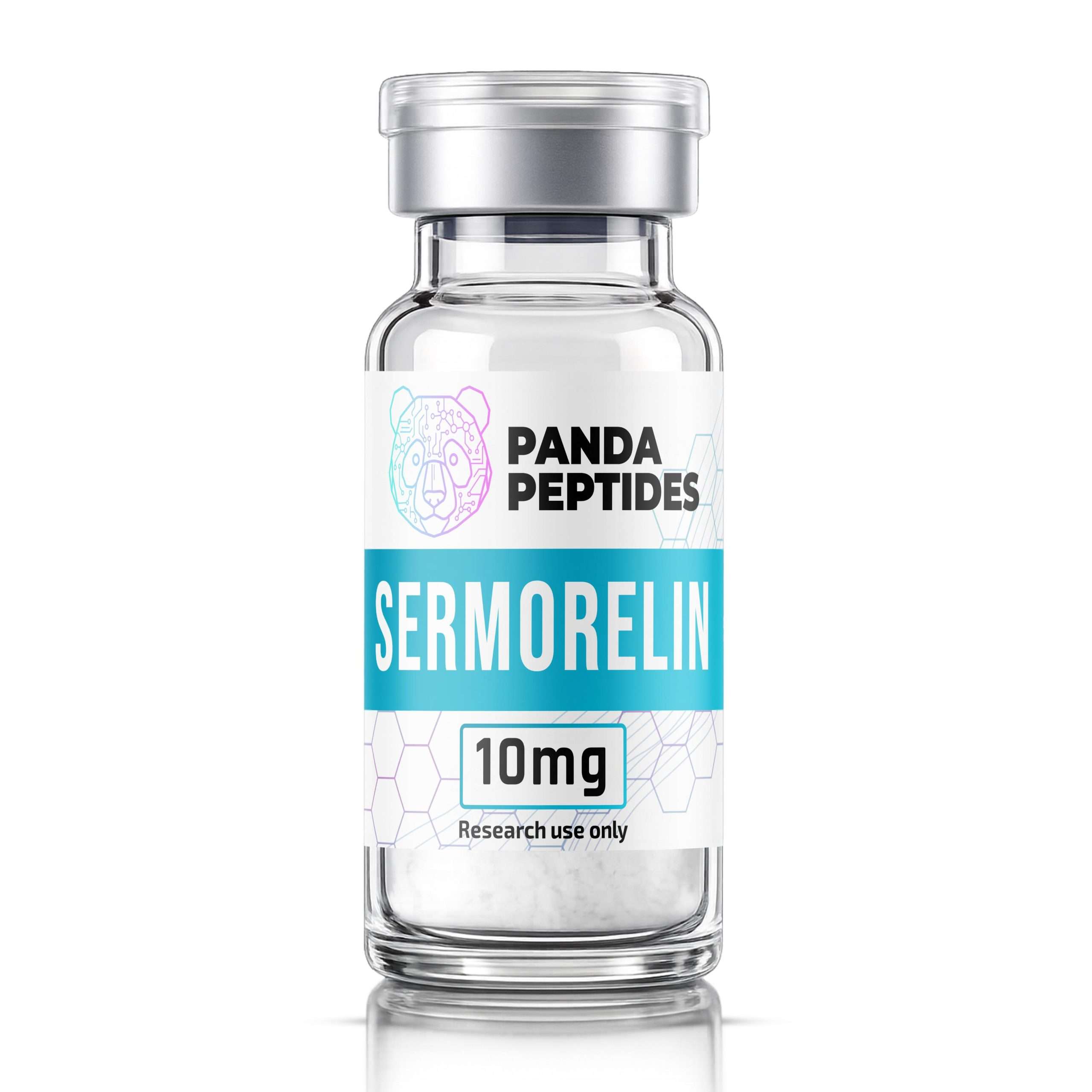 Sermorelin - lyophilized powder research peptide vial by Panda Peptides