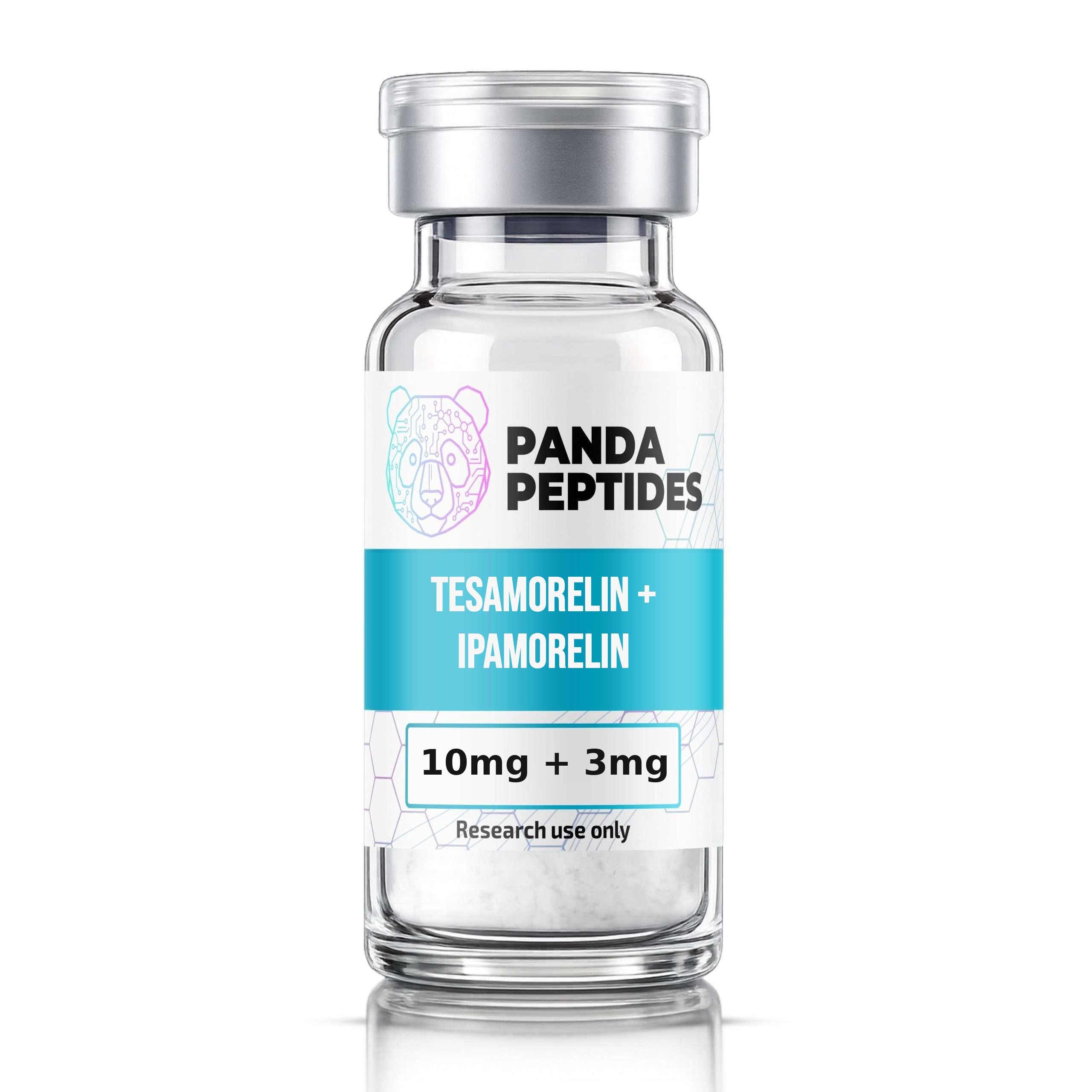 Tesamorelin 10mg and Ipamorelin 3mg research peptide blend vial