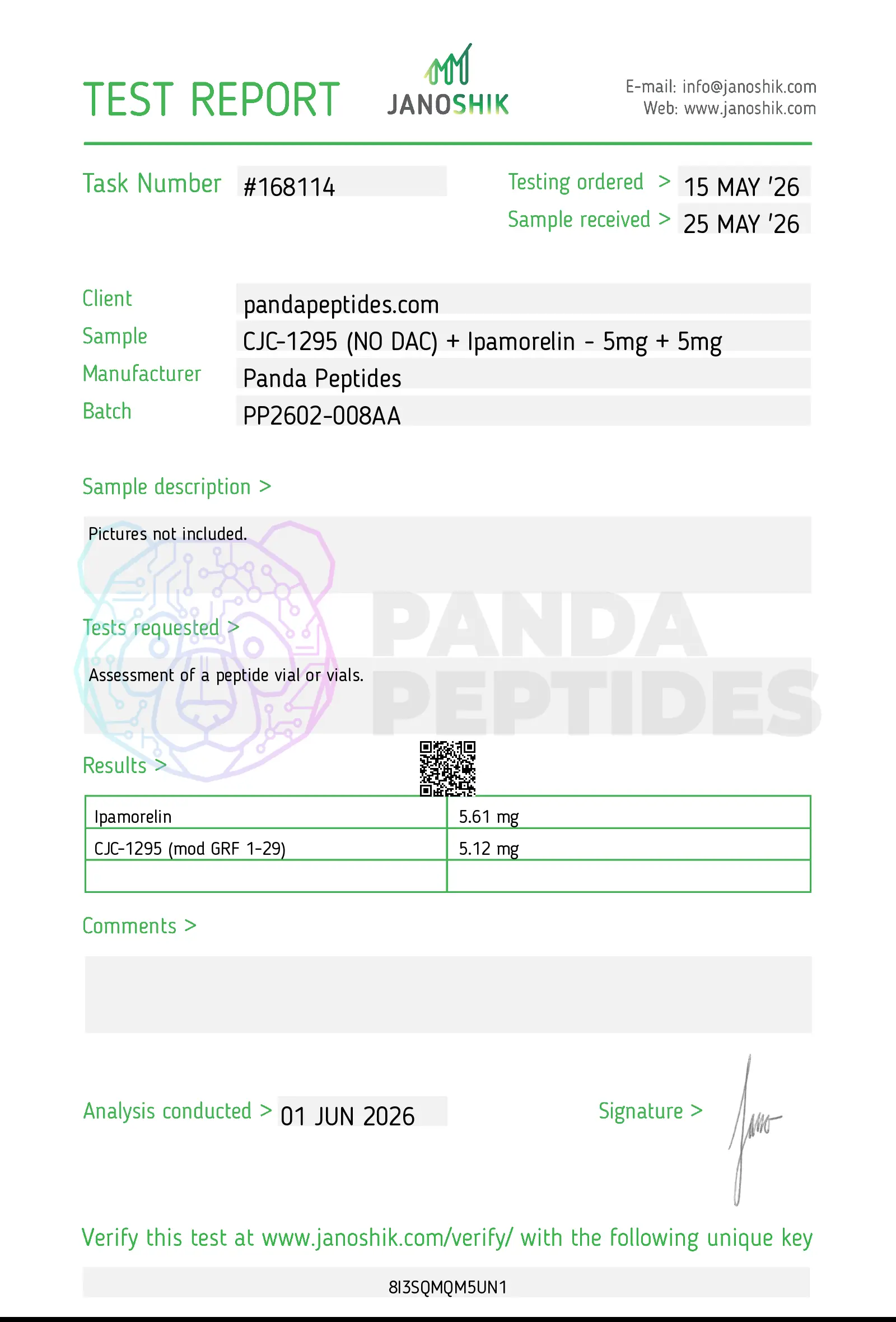 CJC-1295 (NO DAC) + Ipamorelin COA